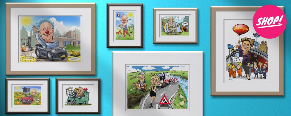 karikatuur met achtergrond, vanaf € 349,00